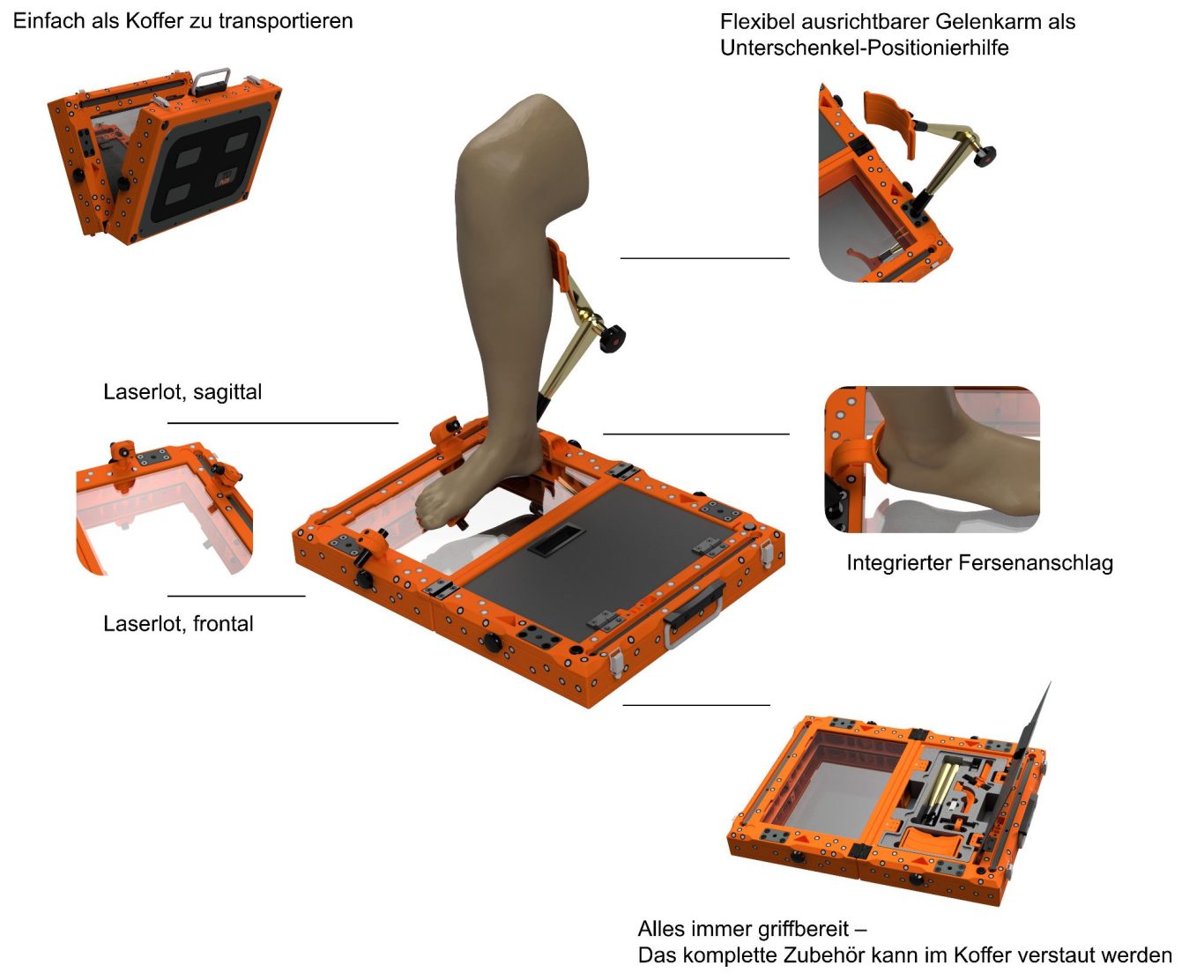 TOscan-LE, Scankoffer für Unterschenkelscans, 3D-Scans untere Extremität, Unterschenkelscanhilfe